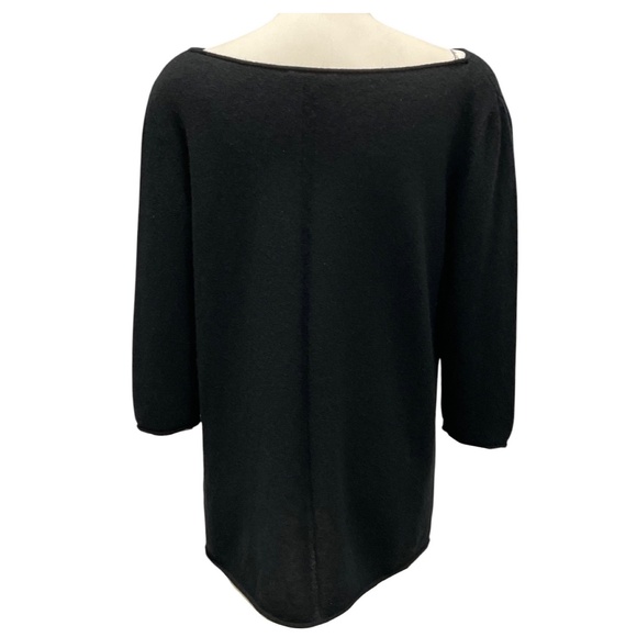 THE ROW BLACK THREE QUARTER SLEEVED CASHMERE AND SILK KNIT SWEATER - Picture 3 of 5